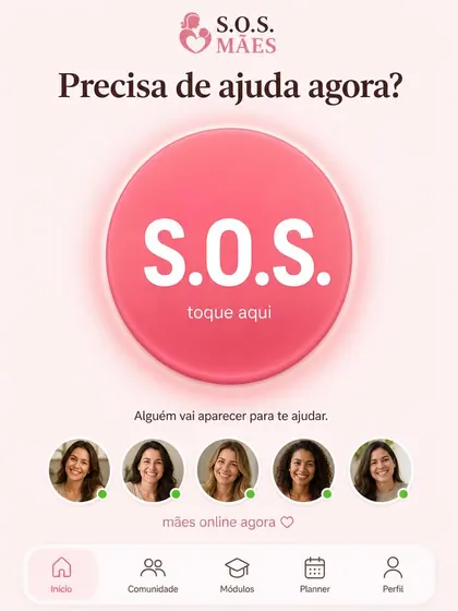 Tela do app com o botão de S.O.S. em destaque